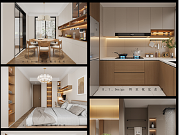 现代原木家装效果表现