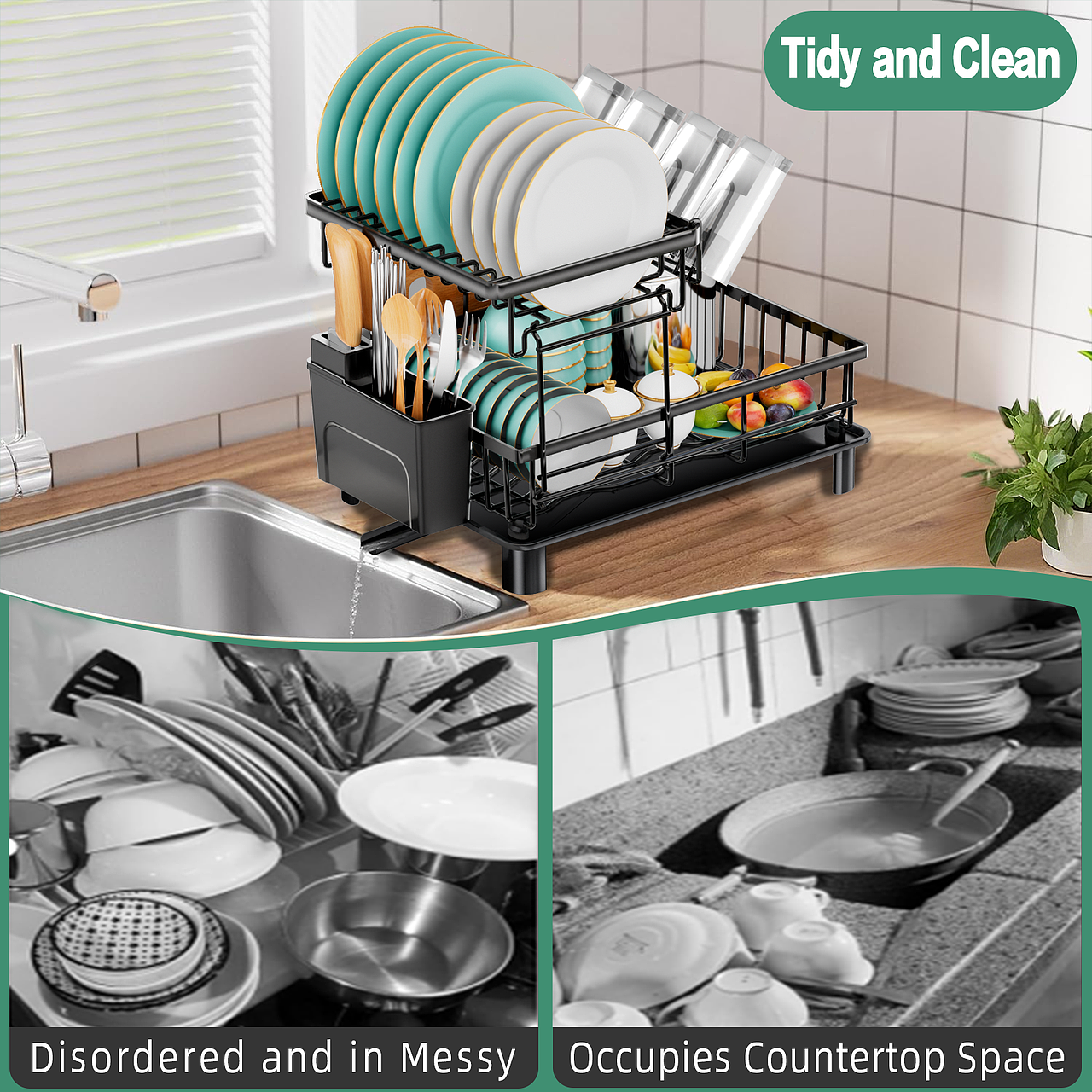 亚马逊洗碗架小清新创意新颖主图A+分享