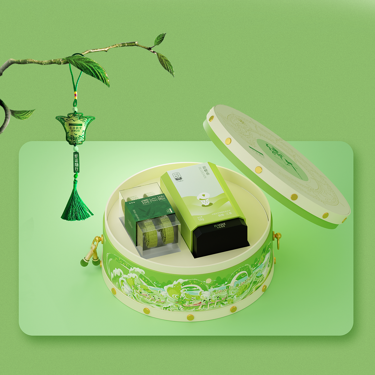 礼盒内容物:端午香囊+绿豆糕