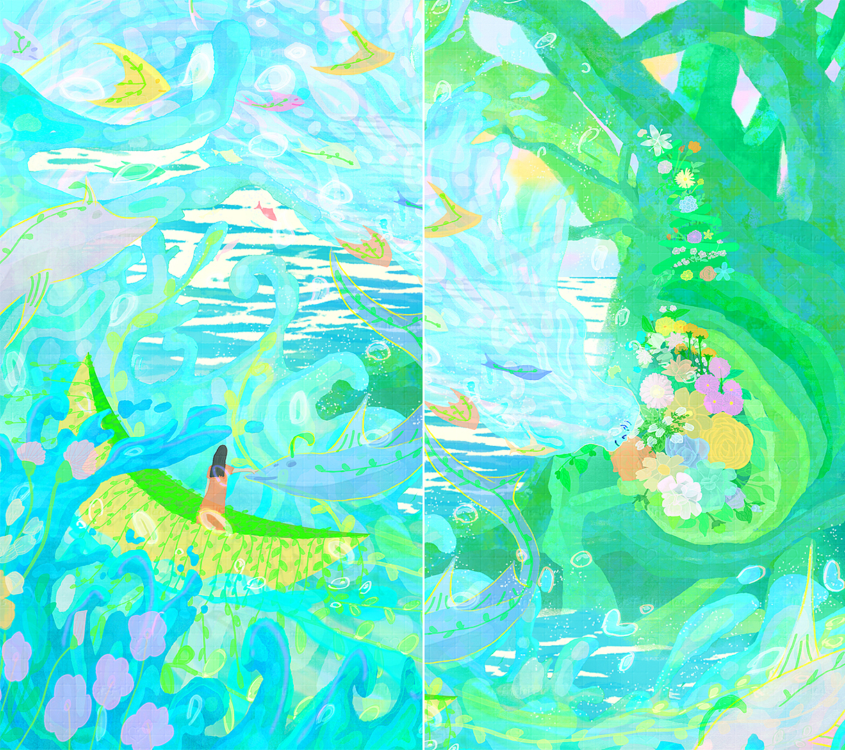 生长与希望
树林根缠潮汐,气根吸着咸水孕出嫩芽尖。<br>芦苇荡沙沙吻浪,藤蔓蘸着咸水写绿的诗行。