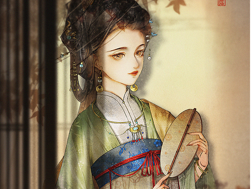 执扇女子