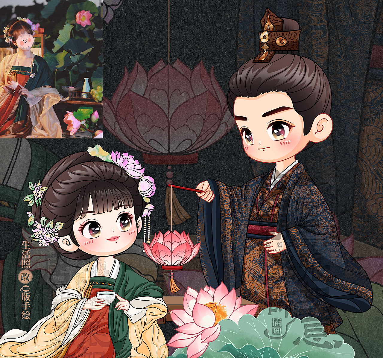 个人照片手绘Q版人物插画（图ZMzkyOTUyOTYw） - IP形象 - 站酷设计师唐朝设计师张如意原创素材 - 站酷ZCOOL