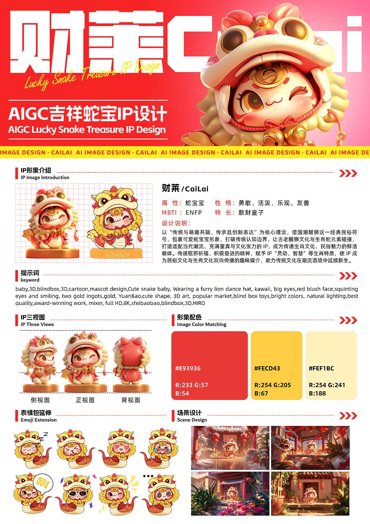 AIGC吉祥蛇宝IP设计