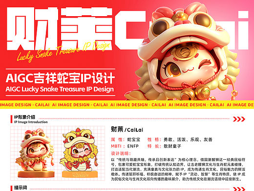 AIGC吉祥蛇宝IP设计
