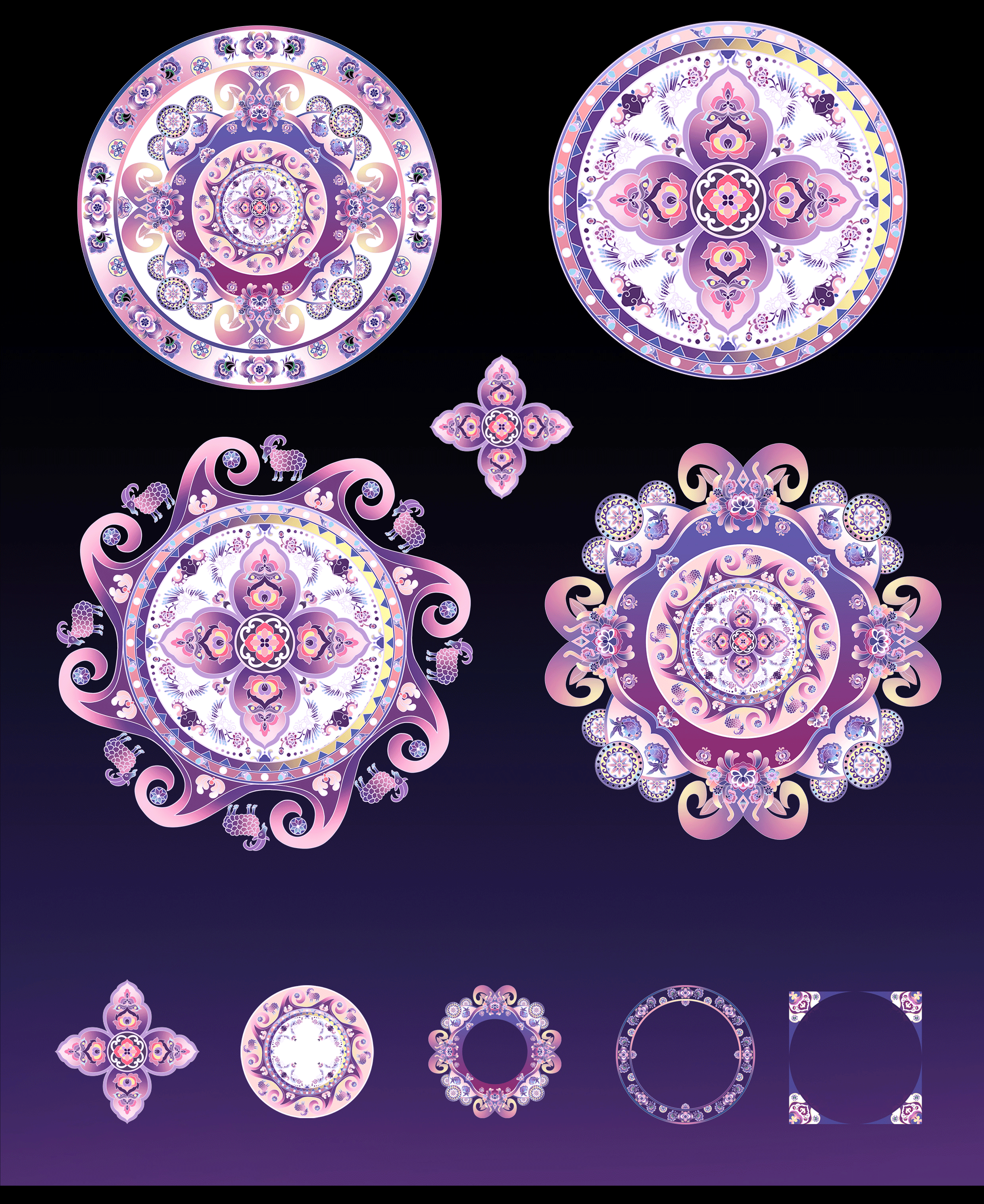 彝/绣/生/花-文创插画纹样-非物质文化遗产(非遗)