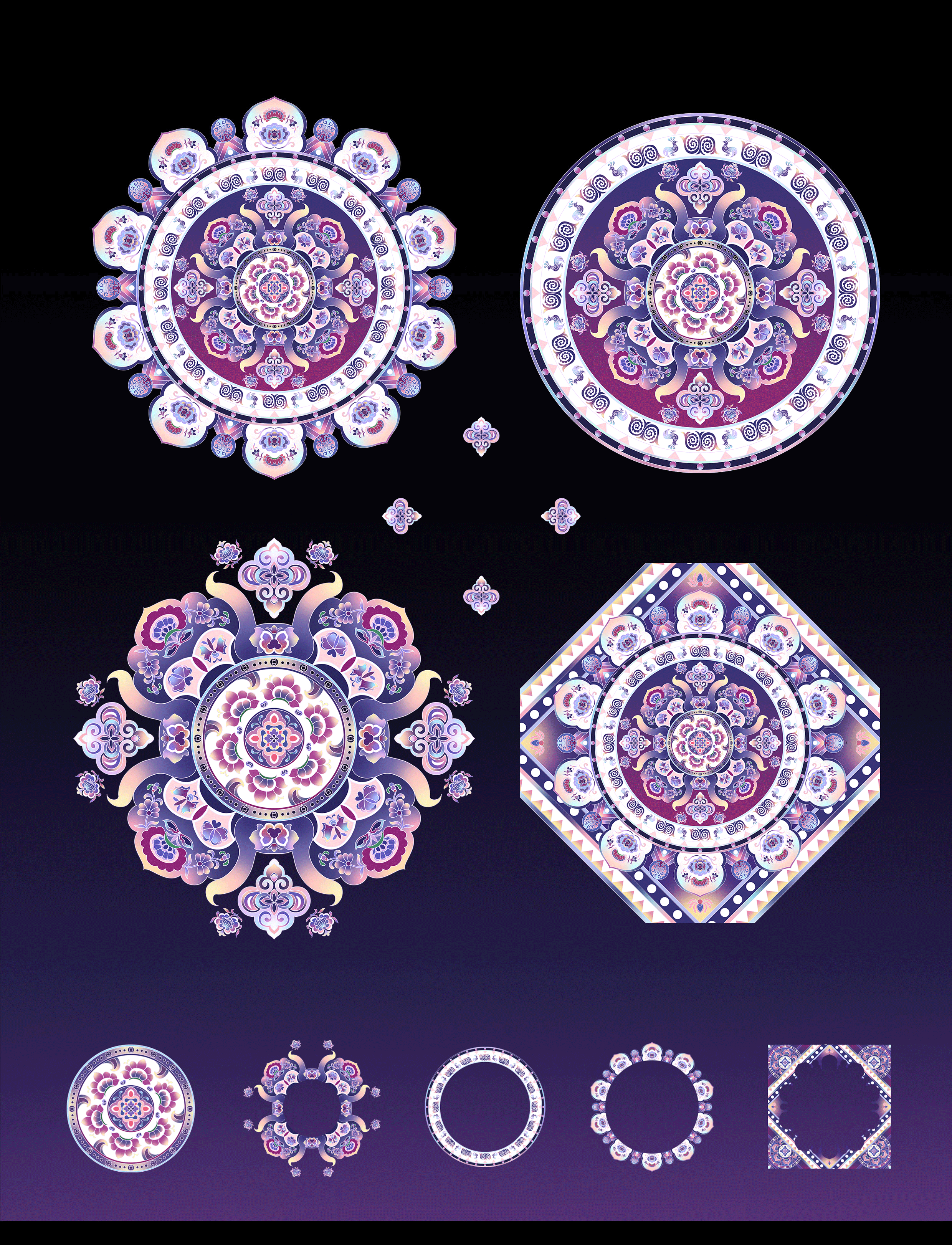 彝/绣/生/花-文创插画纹样-非物质文化遗产(非遗)