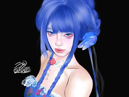 蓝色少女头像
