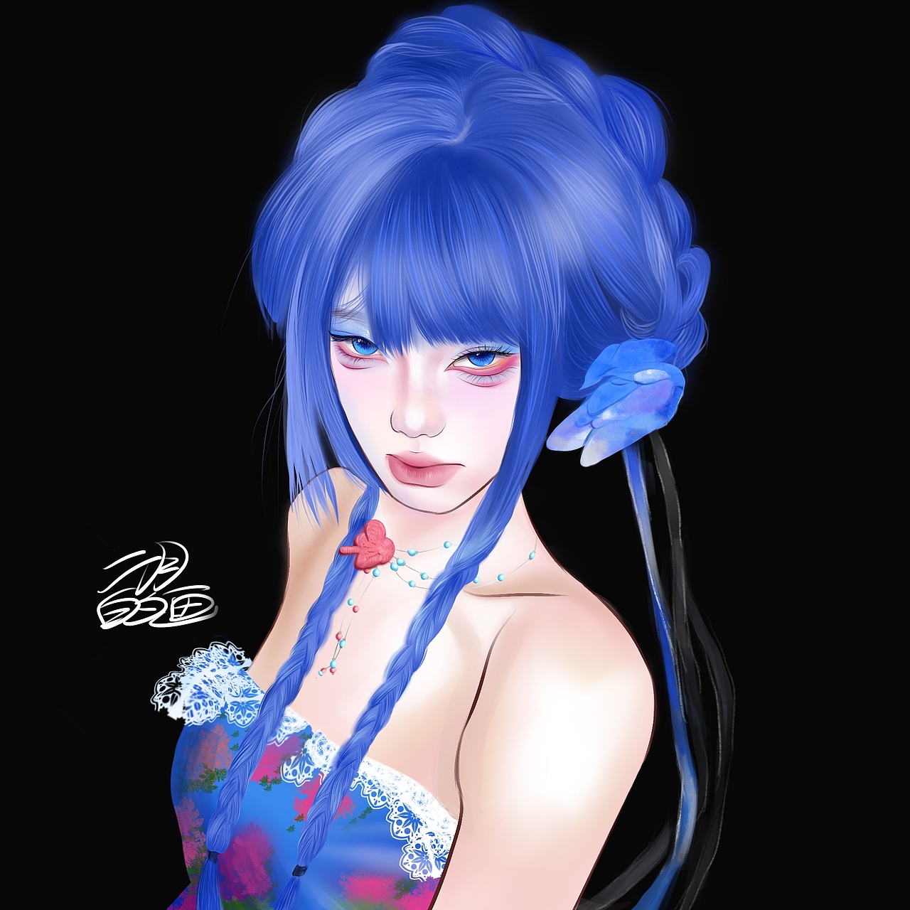 蓝色少女头像（图ZMzkyOTkzNjQw） - 其他 - 站酷设计师二月的画原创素材 - 站酷ZCOOL