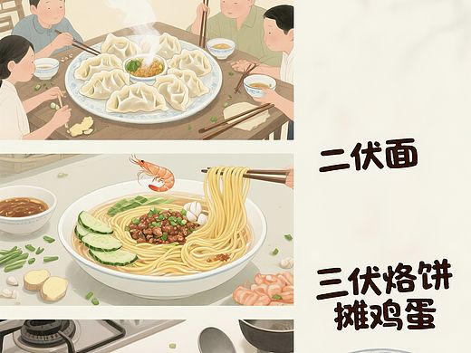小暑头伏饺子二伏面三伏烙饼摊鸡蛋