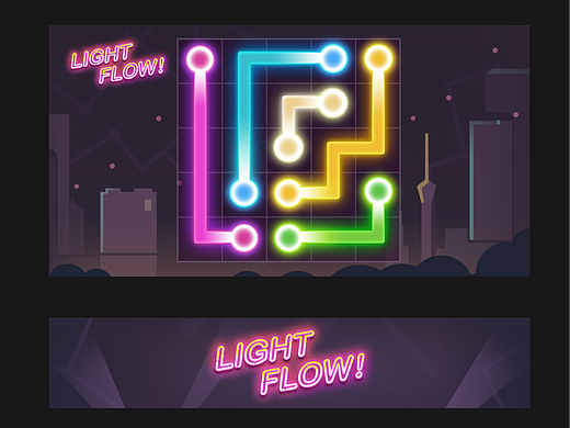 游戏UI界面-《light flow多彩连线》-发光霓虹