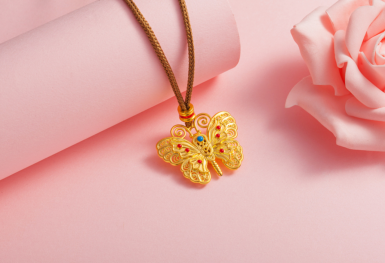 黃金琺瑯蝴蝶吊墜（圖ZMzkzMDY3MDky） - 產(chǎn)品攝影 - 站酷設(shè)計師多迷原創(chuàng)素材 - 站酷ZCOOL