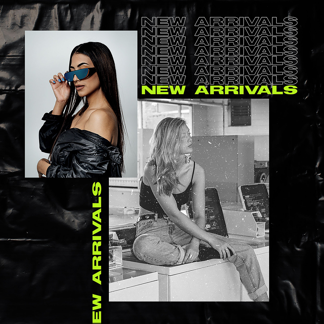 25款潮流时尚霓虹撕纸效果新媒体推广电商海报样机