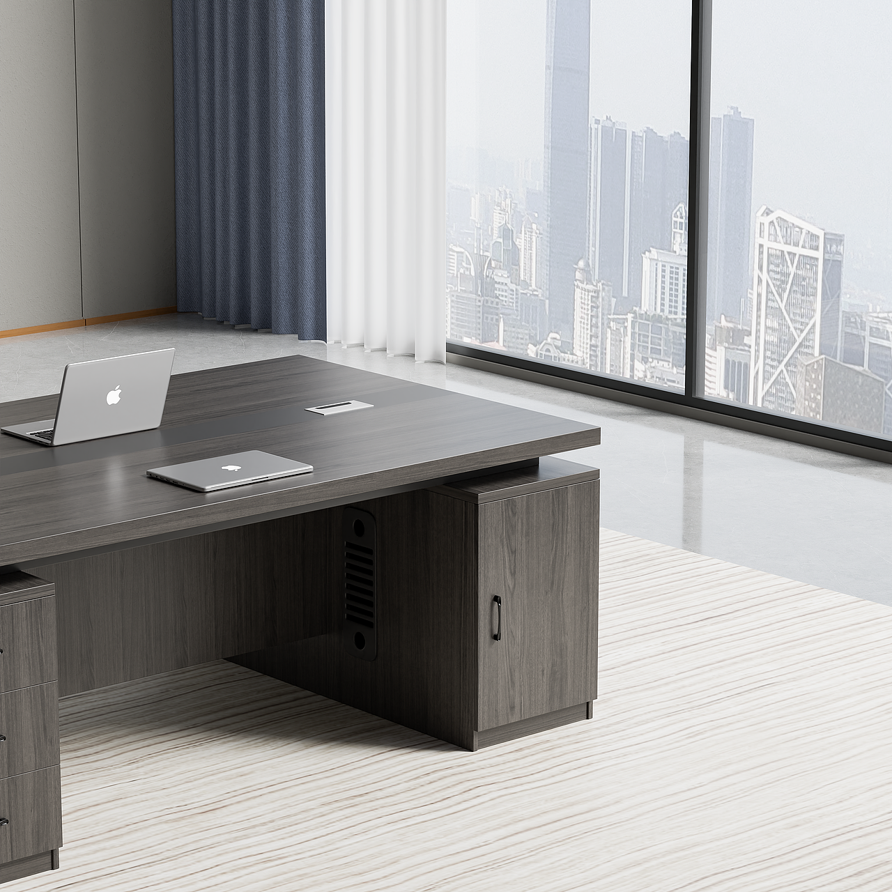 单双人面对面职员员工桌带柜