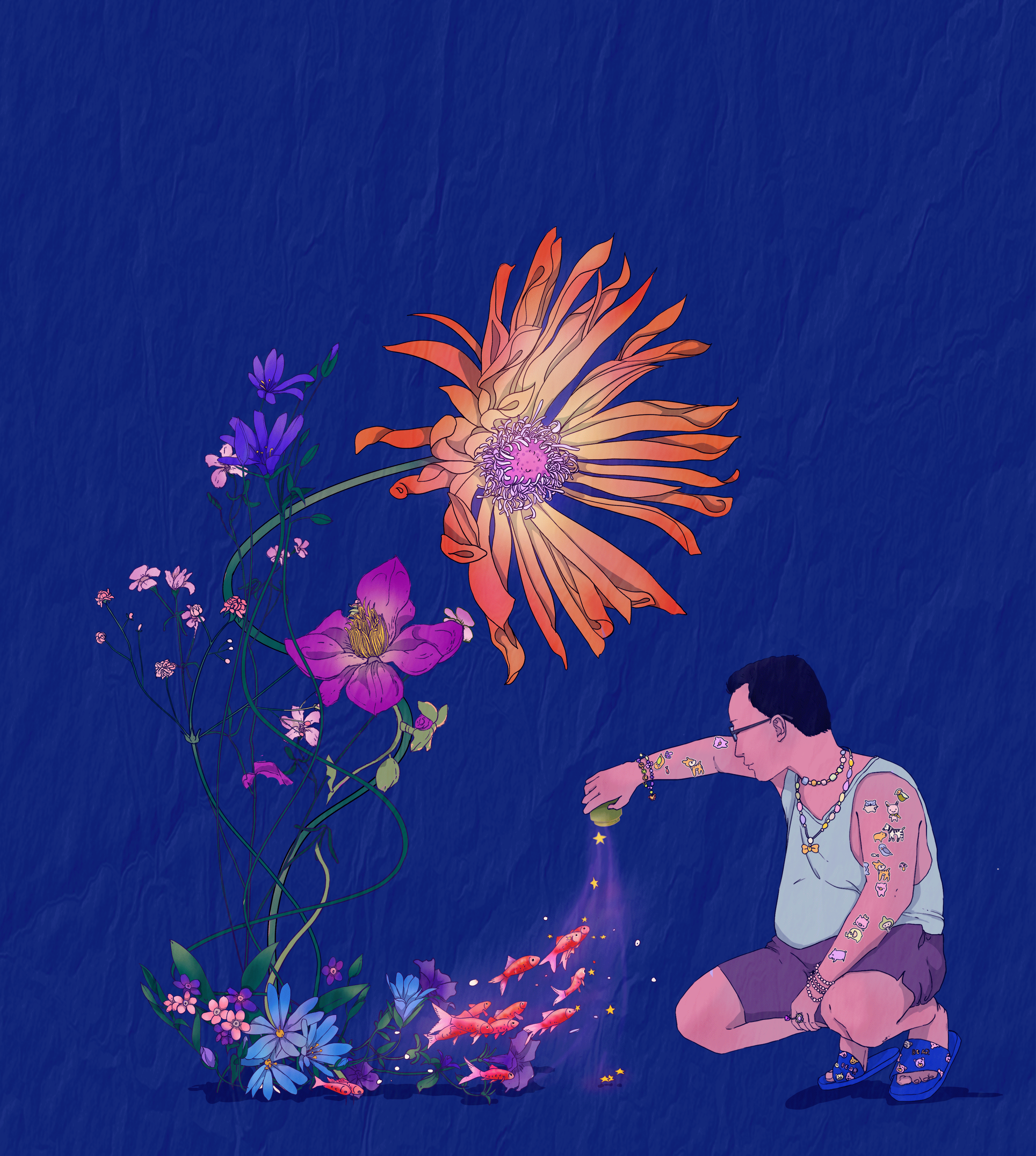 鱼与花花世界（图ZMzkzMTE4OTky） - 商业插画 - 站酷设计师木渔MY原创素材 - 站酷ZCOOL