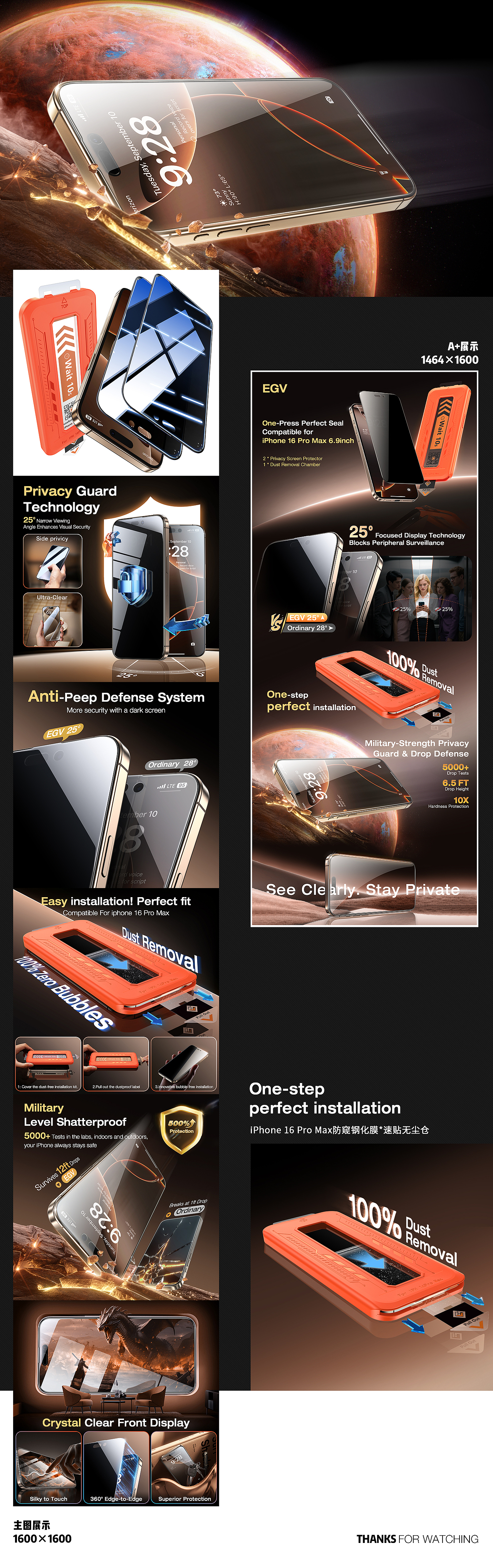 手表钢化膜丨防窥钢化膜丨透明手机壳丨亚马逊项目合集