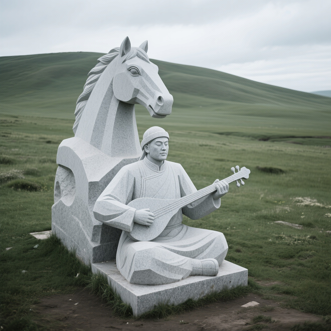 石头记雕塑艺术家赵玉昌设计作品石雕像蒙古人