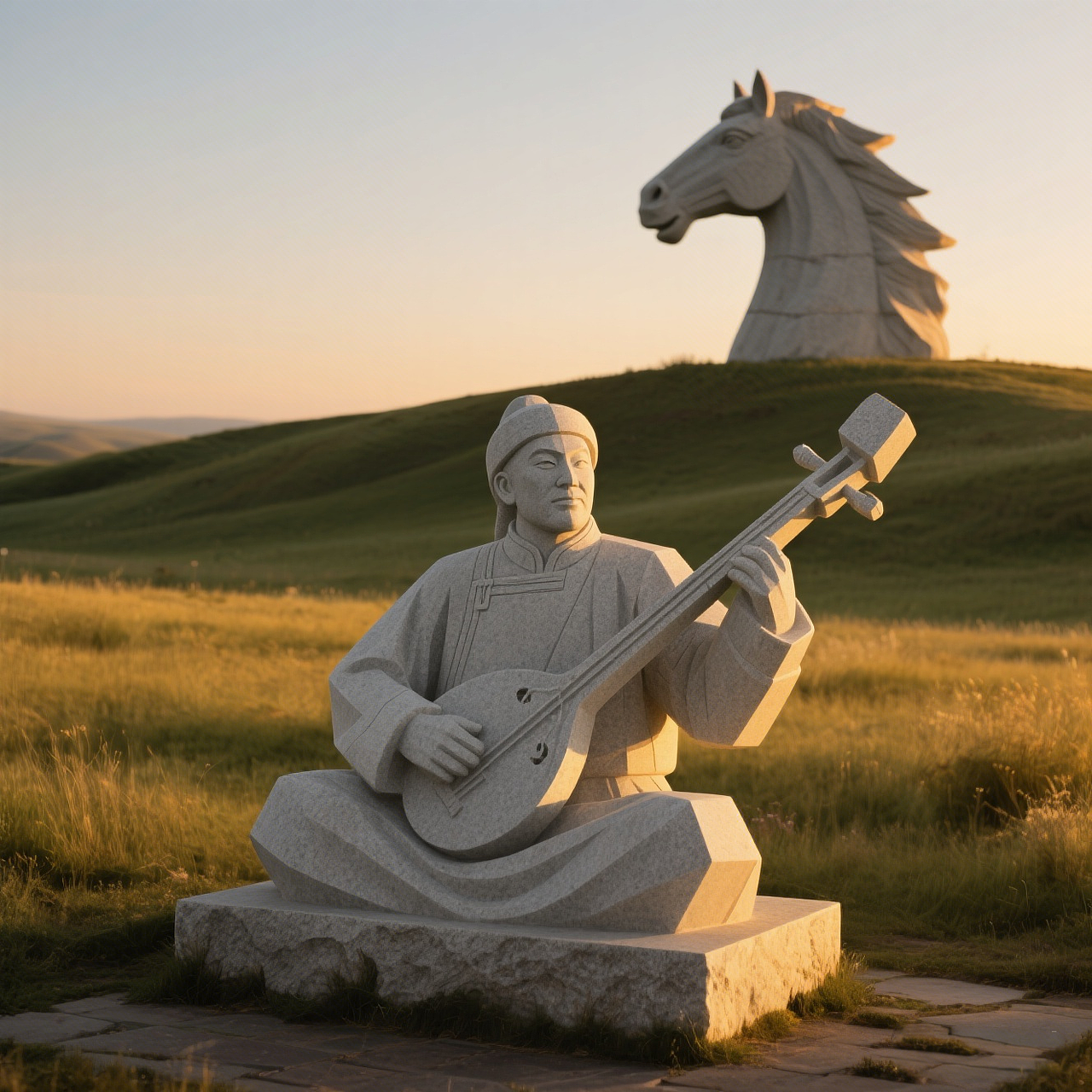 石头记雕塑艺术家赵玉昌设计作品石雕像蒙古人