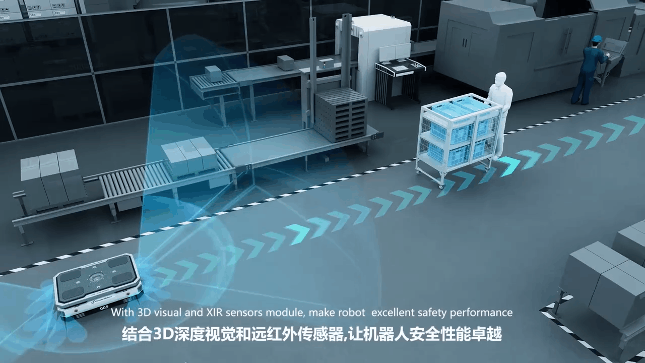 工业生产线流水线车间运输机器人三维动画3D视频制作