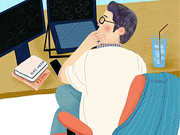 人物插畫：職場午休工位場景01