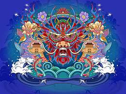 龙虎年画创意手绘
