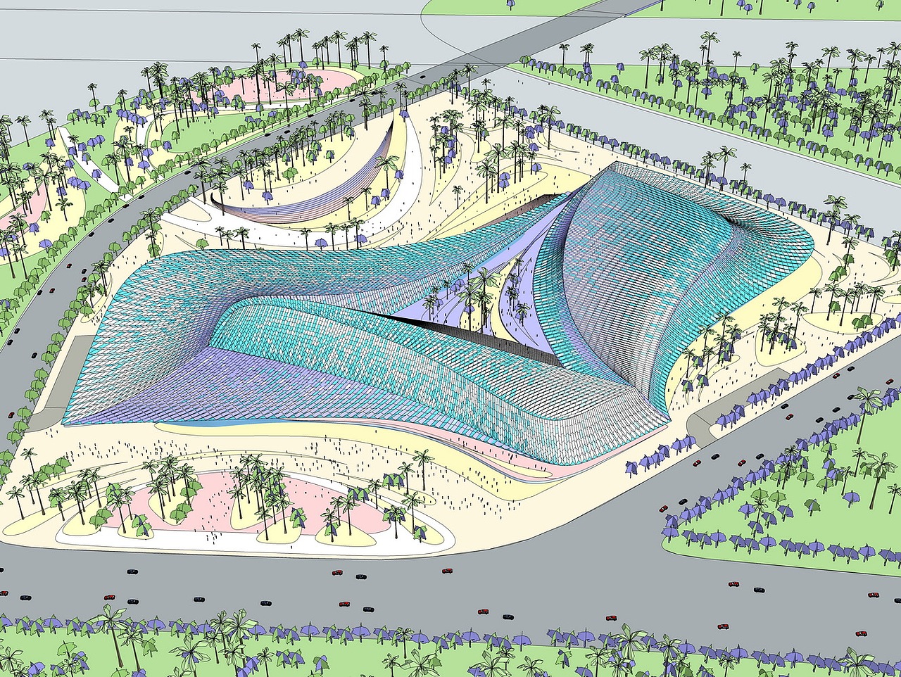 扎哈杭州未来国际演艺中心SU模型下载