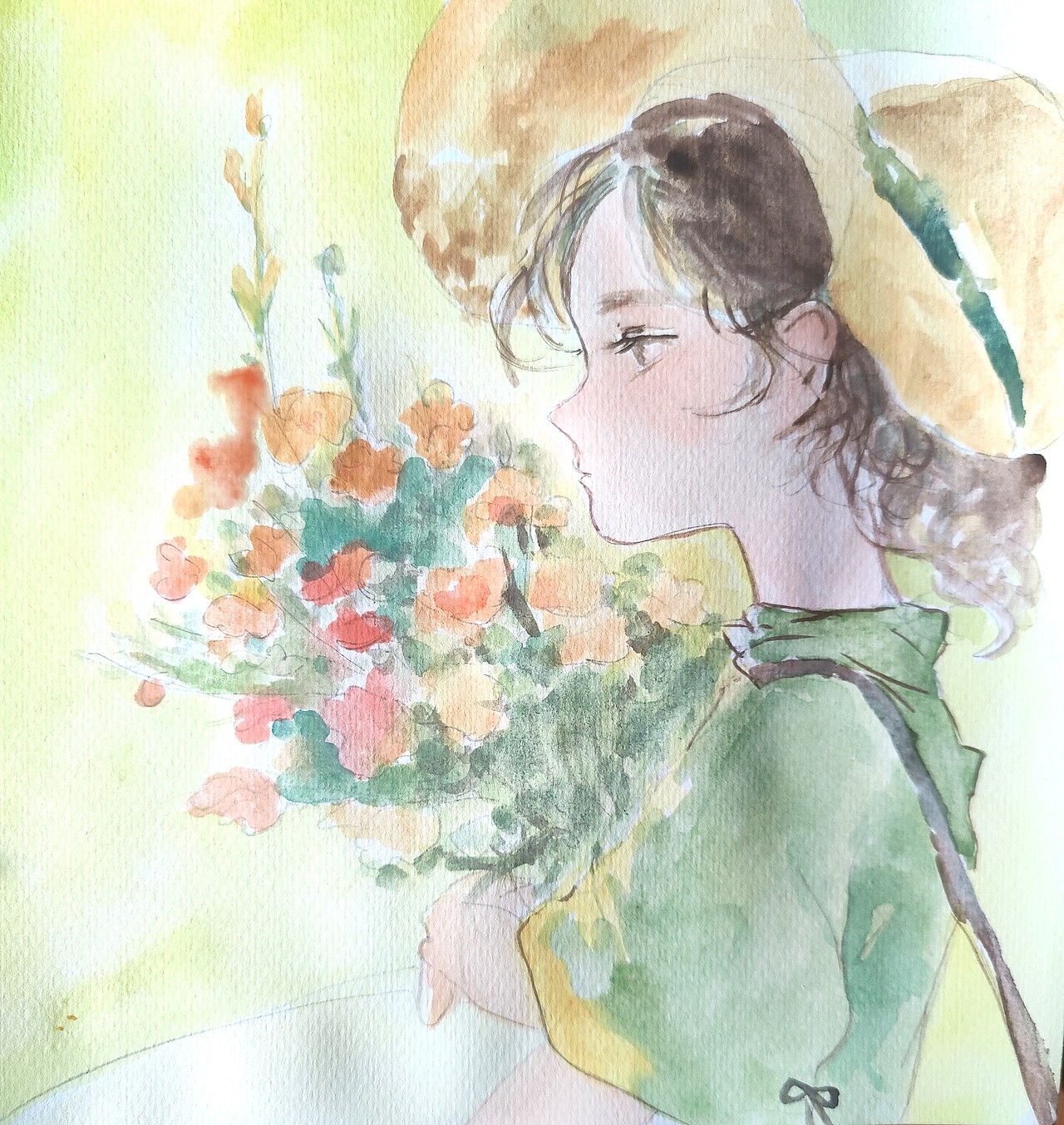 淡彩花卉女孩（图ZMzkzMjIzOTY0） - 艺术插画 - 站酷设计师LOGO设计专家原创素材 - 站酷ZCOOL