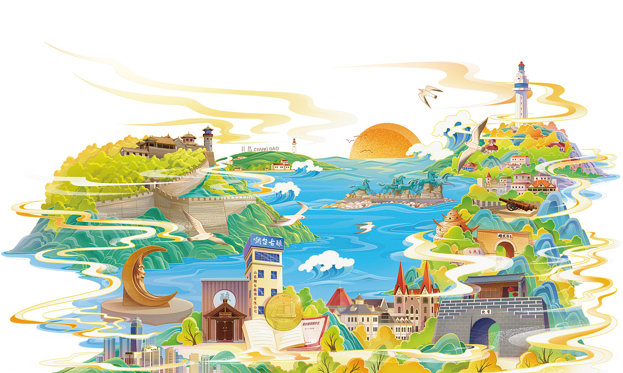 烟台古酿文创插画（图ZMzkzMjQ0NjEy） - 商业插画 - 站酷设计师与鱼Yuyu原创素材 - 站酷ZCOOL