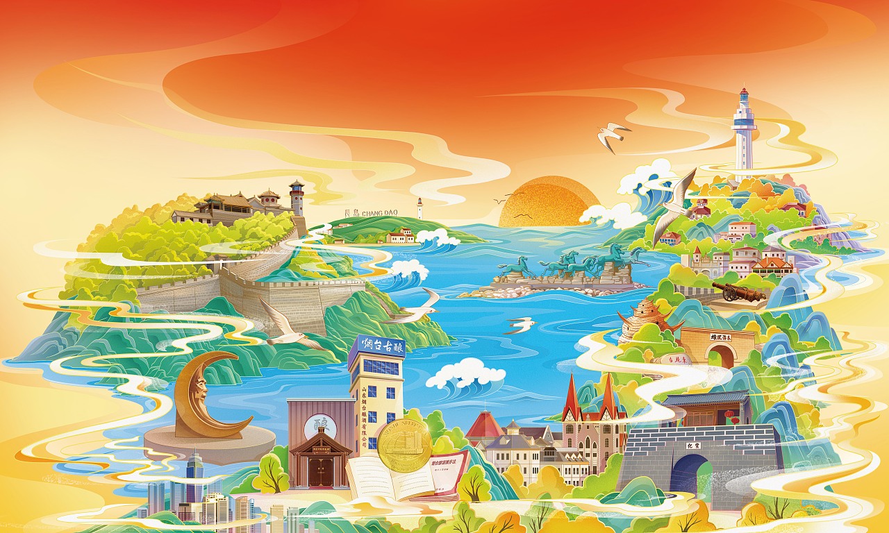 烟台古酿文创插画（图ZMzkzMjQ0NzIw） - 商业插画 - 站酷设计师与鱼Yuyu原创素材 - 站酷ZCOOL