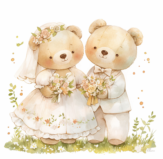 结婚小熊系列（图ZMzkzMjY4NjQ0） - AI作品 - 站酷设计师苏久妖原创素材 - 站酷ZCOOL