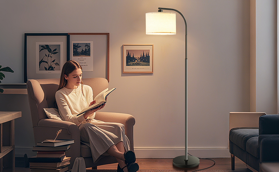 布罩黑色铁艺落地灯