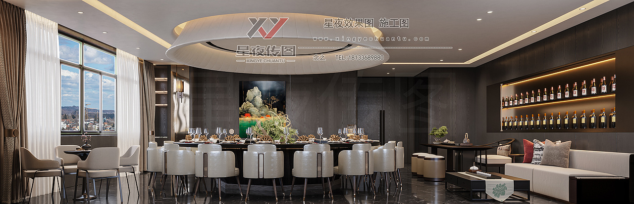 城市云端，现代简奢餐厅设计