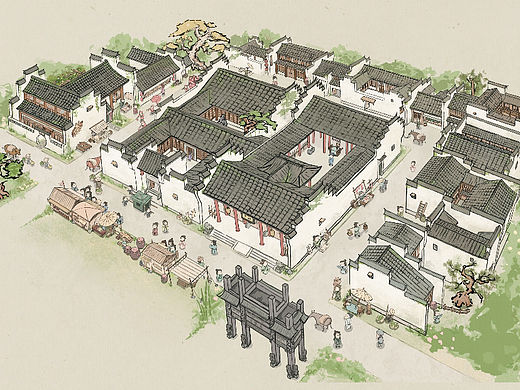 古徽小镇插画