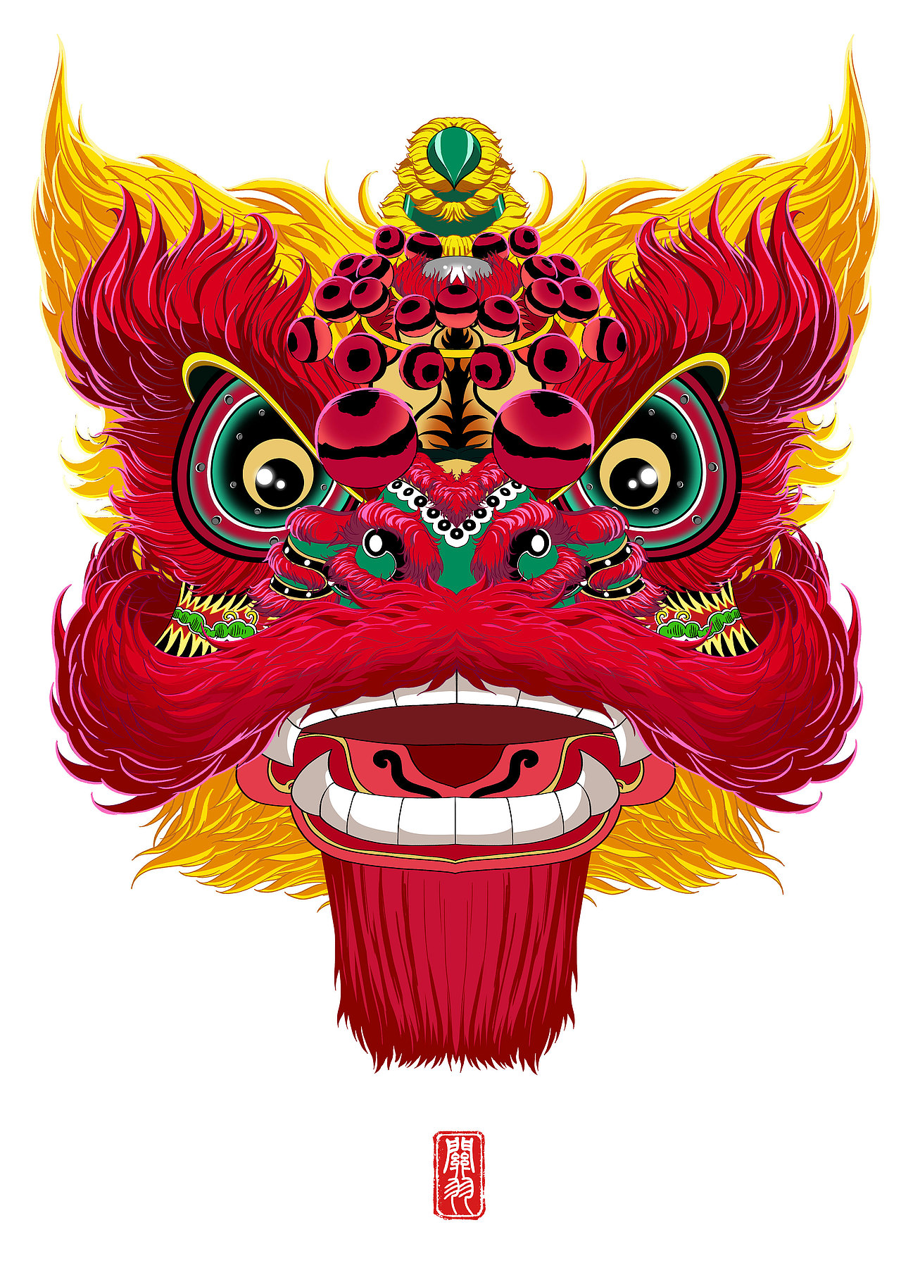 小杨权画的大醒狮(佛山醒狮)(图ZMzkzMzMyMTIw) - 商业插画 - 站酷设计师插画杨权原创素材 - 站酷ZCOOL