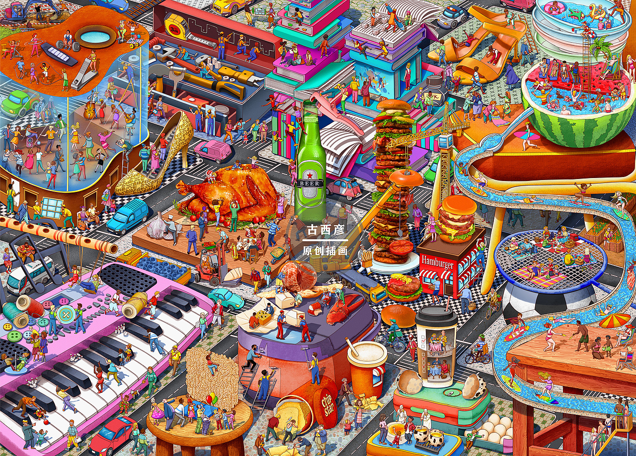 拼图作品（图ZMzkzMzM0NjY4） - 商业插画 - 站酷设计师古西彦原创素材 - 站酷ZCOOL