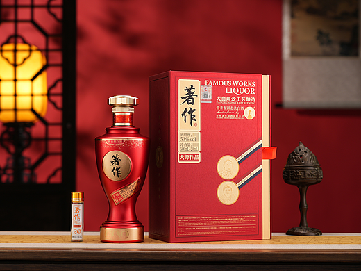 白酒拍摄【著作·大师作品】中式场景拍摄（红）