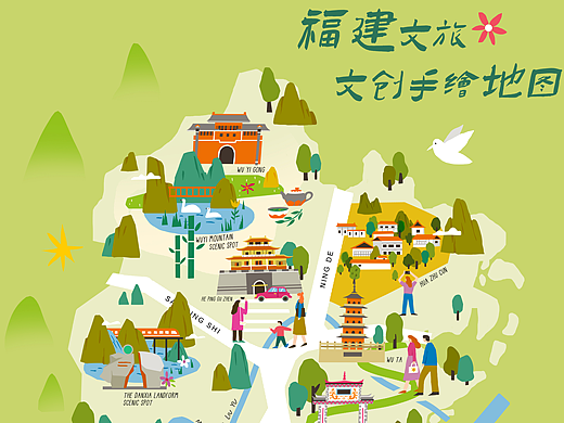 福建文旅文创手绘地图