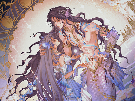 《恋与深空》祁煜同人梦女复古插画