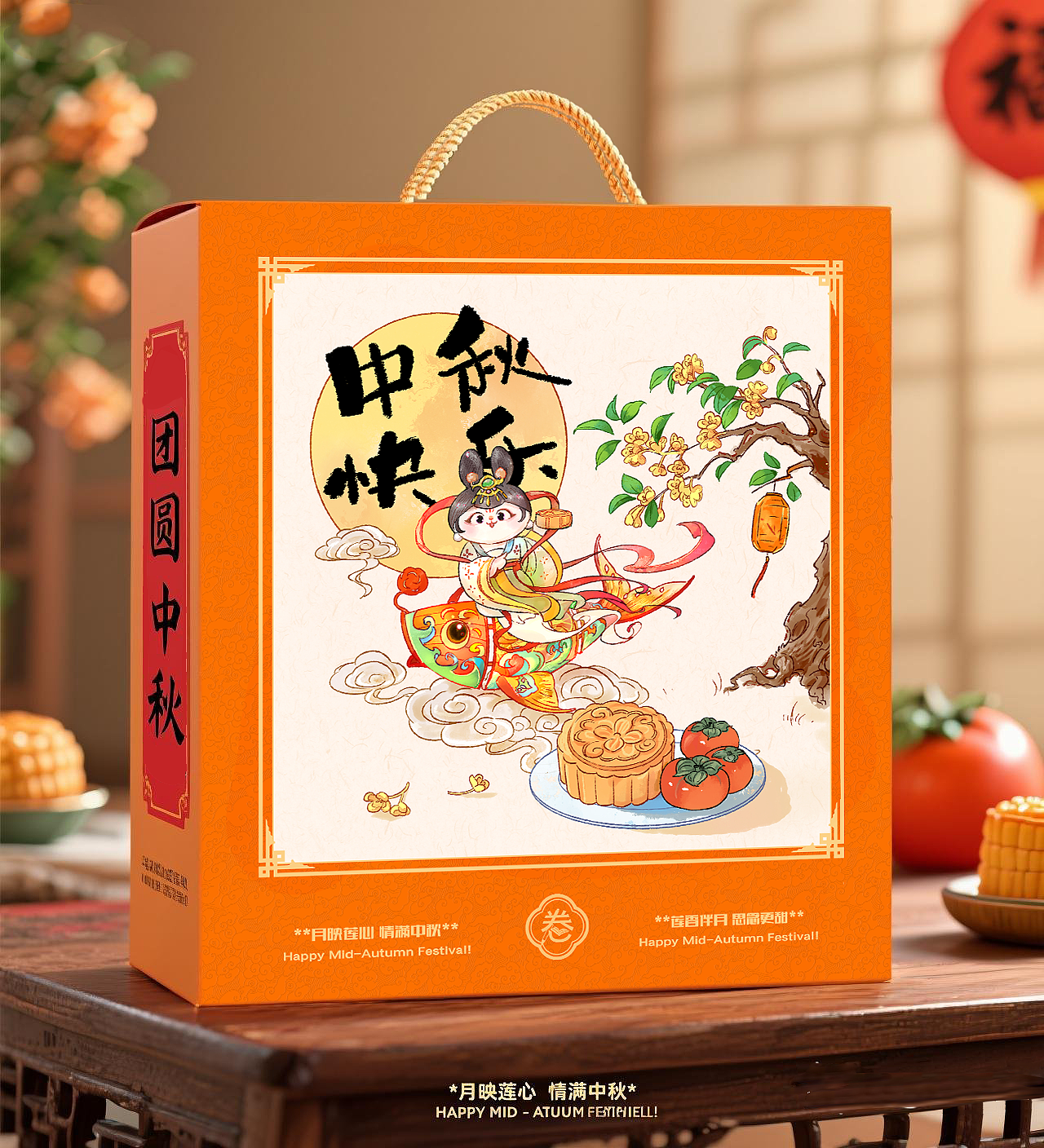 【手绘水墨风中秋礼盒插画】（图ZMzkzNDE2Njc2） - 商业插画 - 站酷设计师卷帘门子原创素材 - 站酷ZCOOL