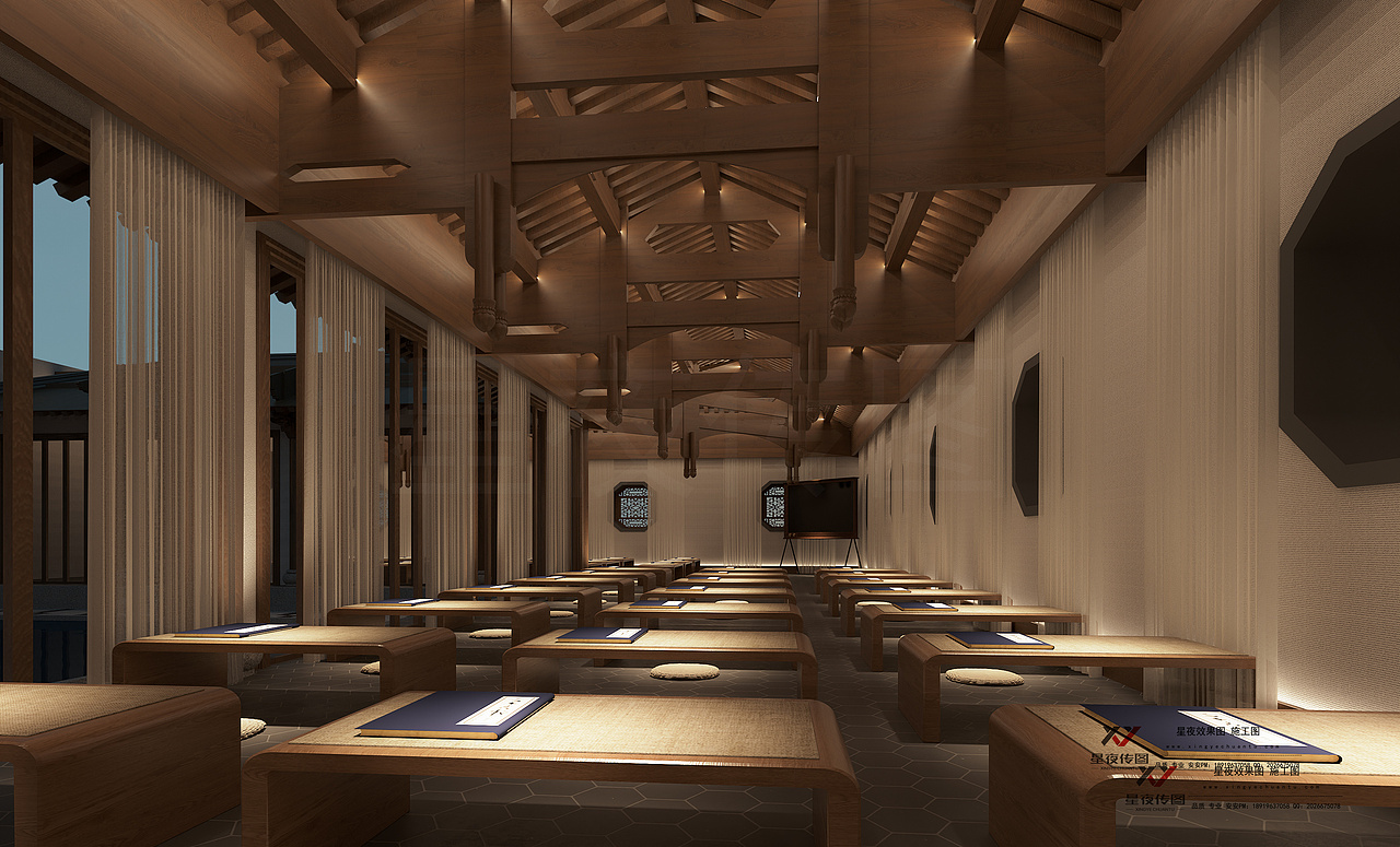 当夜幕降临,红色成为空间的主宰。