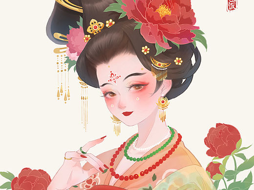 十二花神杯唐风美人•四月•牡丹