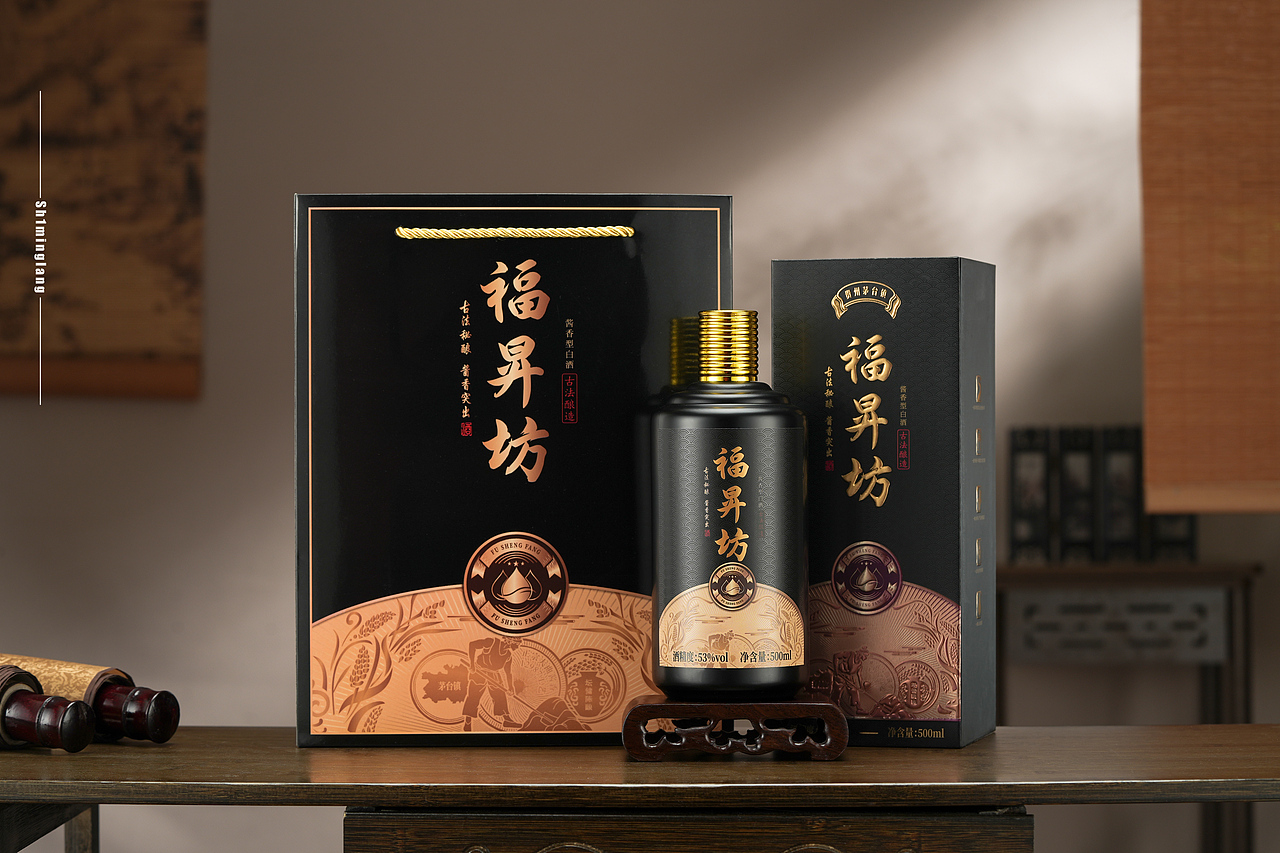 白酒拍摄丨酱香型白酒拍摄 福昇坊场景图