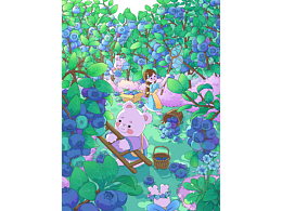 原创插画| 一张关于蓝莓的画