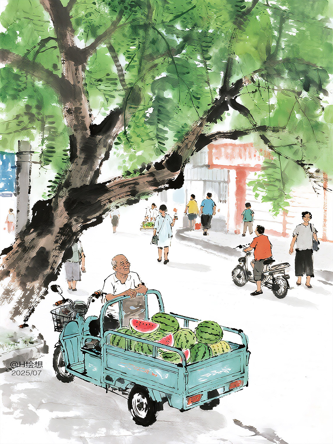 西瓜味的夏天（图ZMzkzNTEzMTEy） - 绘本 - 站酷设计师H绘想原创素材 - 站酷ZCOOL