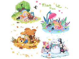 原创插画-四季童谣
