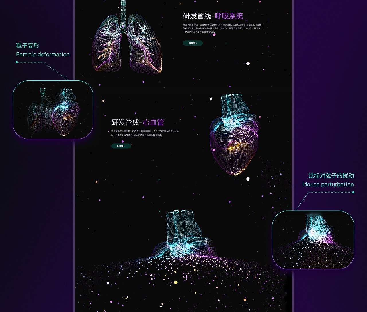 生物制药企业—炫酷的3D粒子交互官网