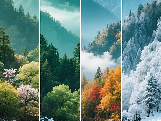 山里四季背景设计