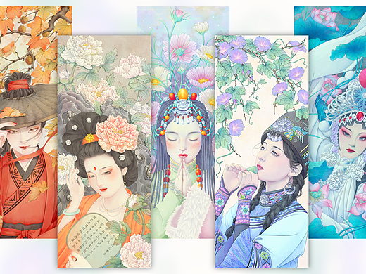 国风人物插画-半身系列