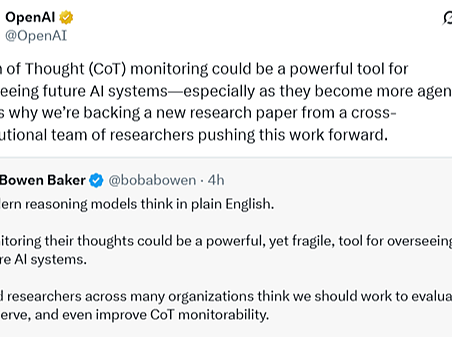 刚刚，OpenAI发布CoT监控，增强AI Agent自主能力