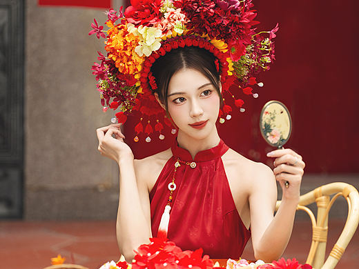 深圳簪花写真 今夏簪花盛开红色浪漫 🌹 