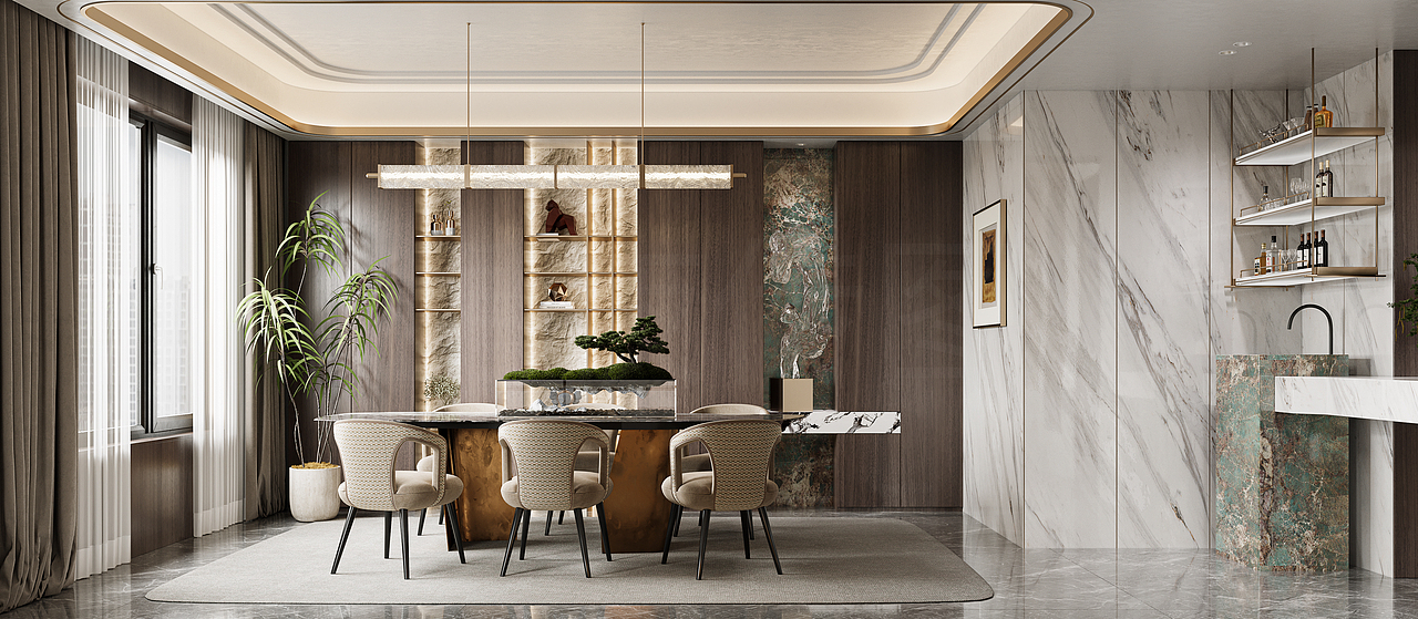 【设计案例 | 现代轻奢大宅,解码空间高级感】